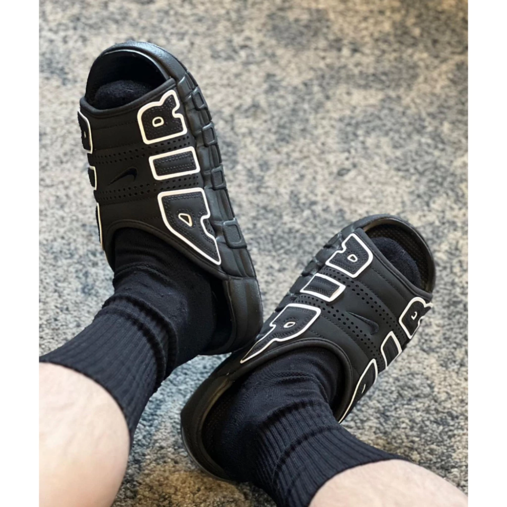 Nike More Uptempo 大Air 黑 氣墊 DV2132-001 拖鞋-細節圖3