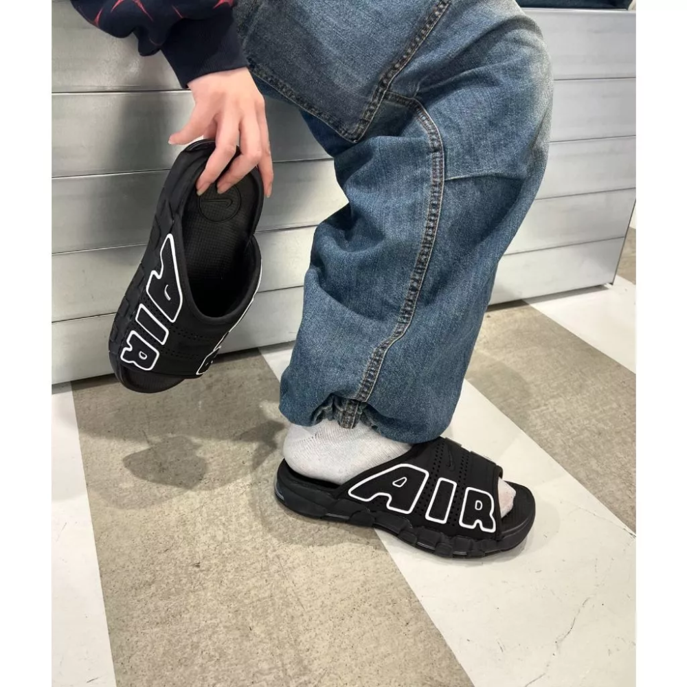 Nike More Uptempo 大Air 黑 氣墊 DV2132-001 拖鞋-細節圖9