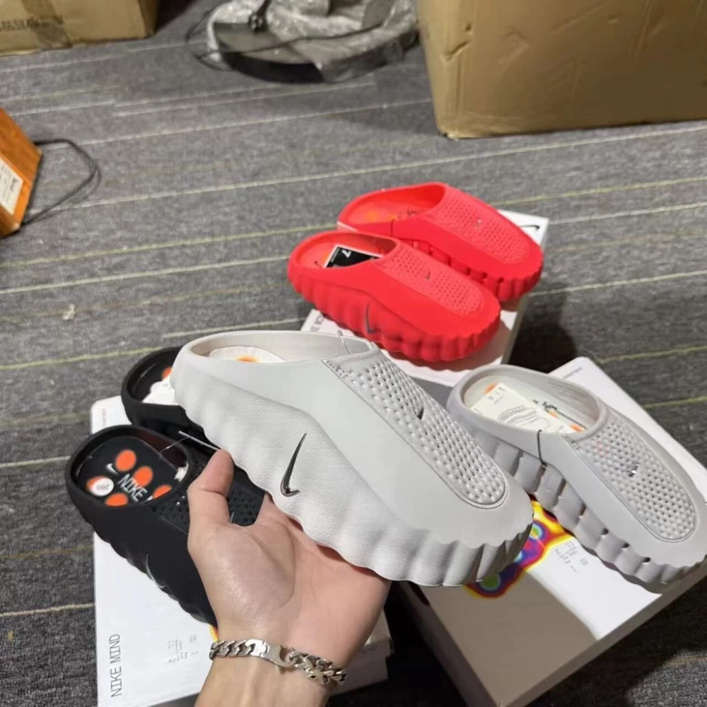 Nike Mind 001穆勒鞋 包頭拖鞋 黑色 灰色 紅色 賽前穆勒鞋 HQ4307-001 HQ4307-003-細節圖7