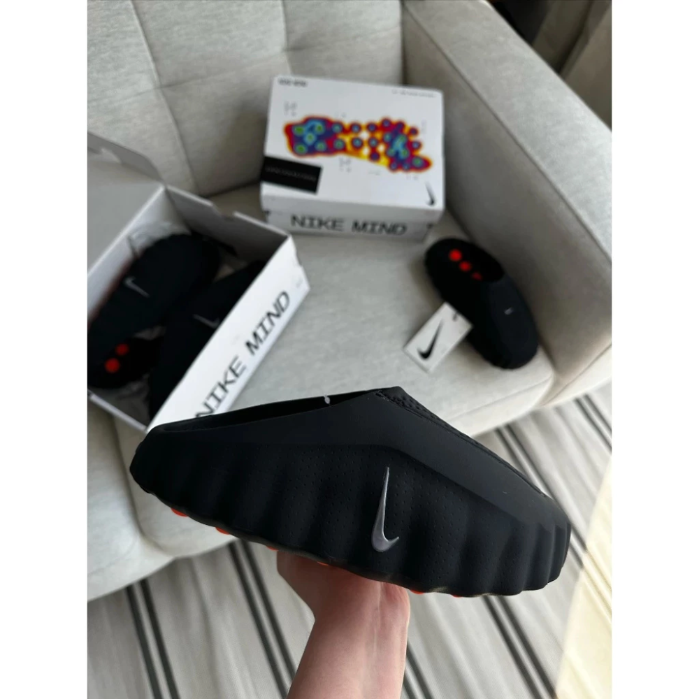 Nike Mind 001穆勒鞋 包頭拖鞋 黑色 灰色 紅色 賽前穆勒鞋 HQ4307-001 HQ4307-003-細節圖8