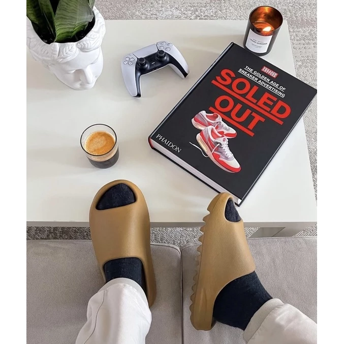 Adidas Yeezy slide by Kanye West 拖鞋骨白 黑色 米棕色 厚底拖鞋 男女鞋 FZ5897-細節圖8