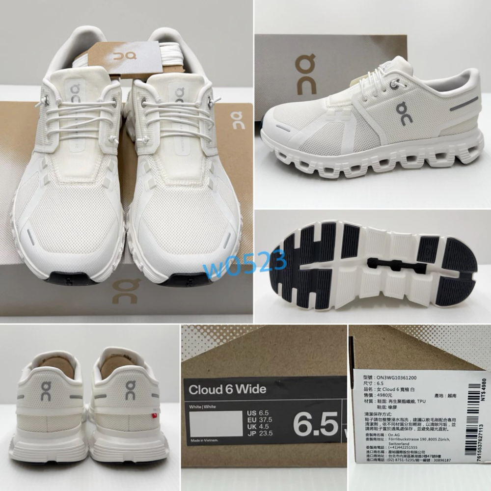 on Cloud 6 男女 防水 寬楦 休閒慢跑鞋 黑白 ON3WG10361200 ON3MG10431200-細節圖5