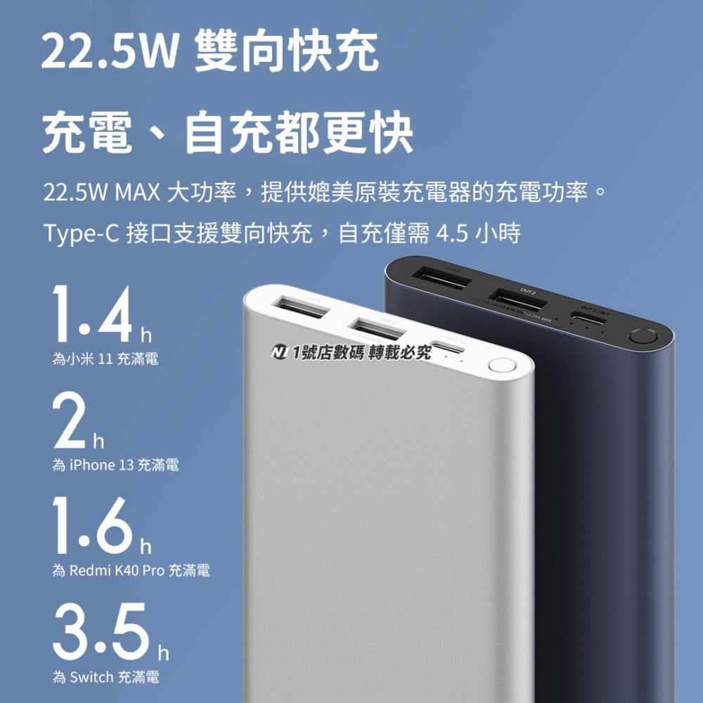 小米 22.5W PD Type-c 快充 行動電源 10000mAh 適用 iphone 13-細節圖2