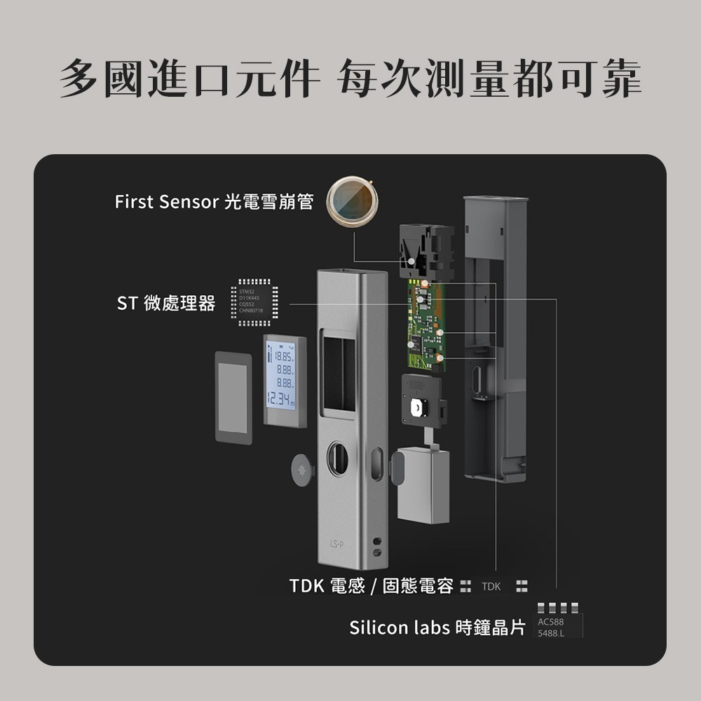 小米有品 杜克 雷射 測距儀 LS-P 測量 測距 雷射測量 雷射測距 測量儀 便攜-細節圖5