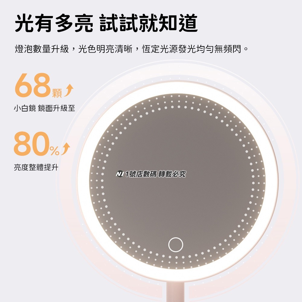 小米有品  DOCO 日光小白鏡 美妝鏡 化妝鏡 日光鏡 LED 梳妝鏡 上妝鏡 充電 鏡子 桌鏡-細節圖7