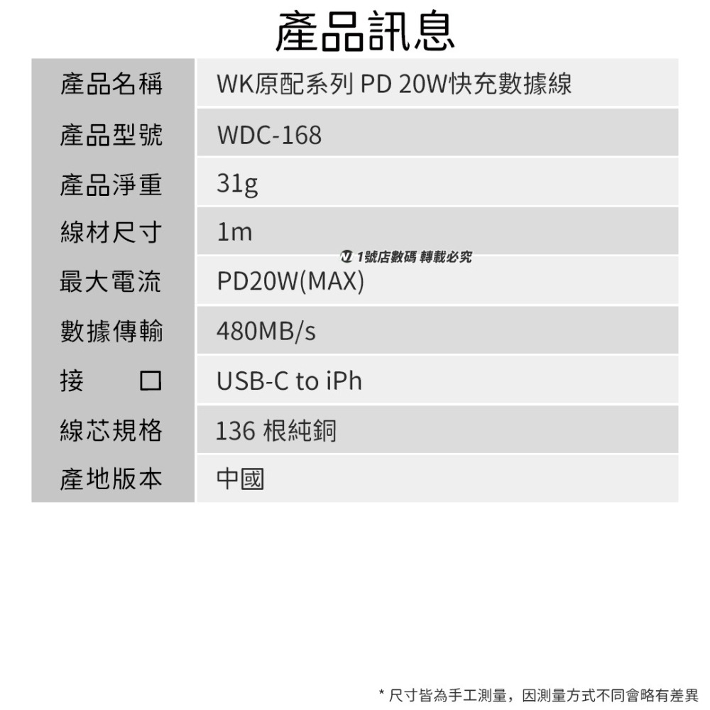 WK PD 20W 快充線 充電線 數據線 傳輸線 TYPE-C 適用 iphone 12 13 14 手機-細節圖7