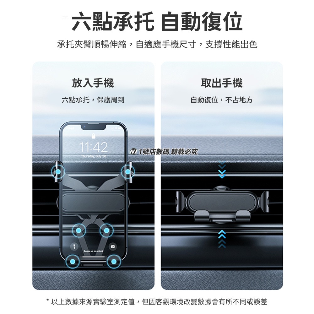小米有品 穩行 Lite 重力 車載 支架 出風口 汽車 手機支架 車用 360度旋轉 手機 一字型 車用 機械-細節圖7