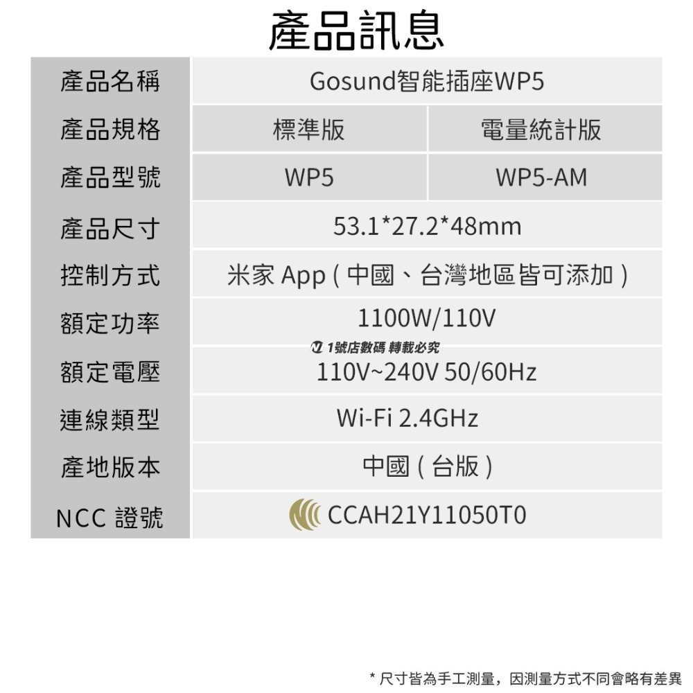 小米有品 gosund 智能插座 WP5 智能 台灣版 定時開關 wifi版 app 插座-細節圖11