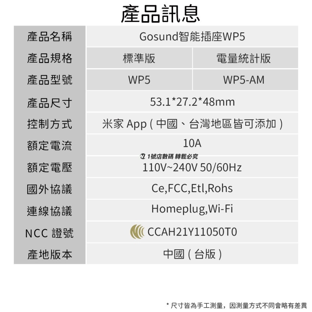 小米有品 gosund 智能插座 WP5 智能 台灣版 定時開關 wifi版 app 插座-細節圖10