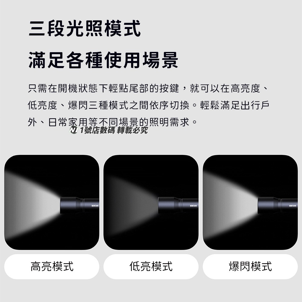 小米有品 極蜂 隨身 手電筒 超亮 戶外 遠射程 露營 登山 手電 三檔 照明 LED 強光-細節圖5