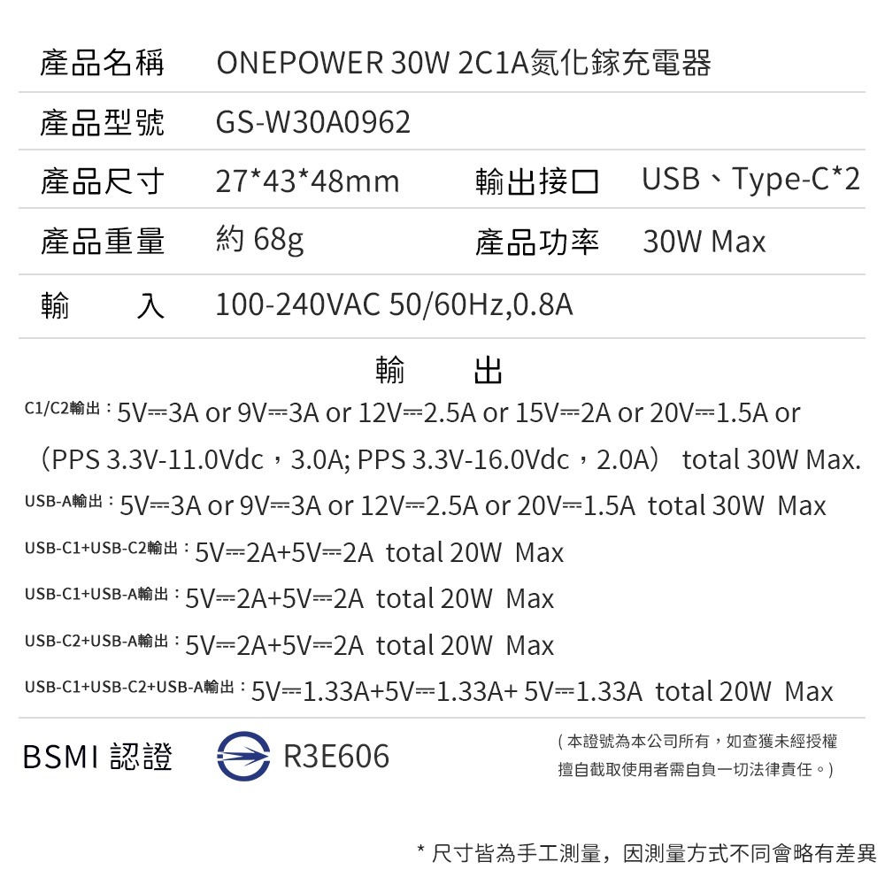 GaN 30W 充電器 2C1A 充電頭 三孔 氮化鎵 充電頭 PD 適用 iPhone 14 15 小米-細節圖11