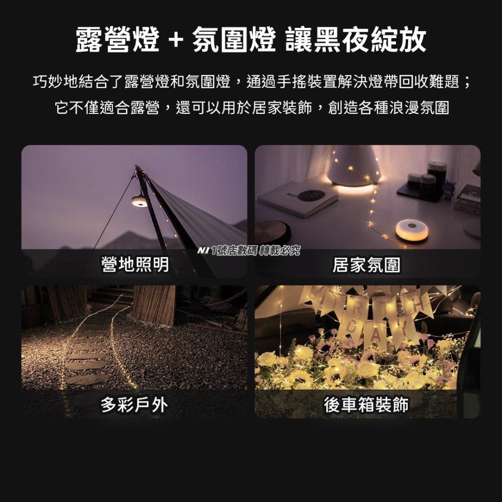 小米有品 納拓 星河 露營燈 小夜燈 場地燈 氛圍燈 氣氛燈 帳棚 營地 聖誕 佈置 燈帶 帳篷燈-細節圖3