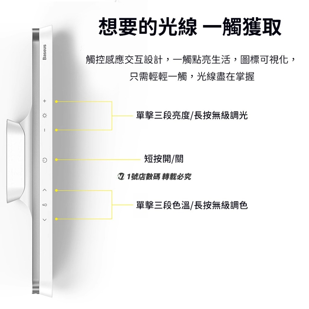 小米有品 倍思 磁吸 無極調光 閱讀燈 檯燈 桌燈 PRO USB充電式 手電筒 補光燈 照明燈 壁掛-細節圖7