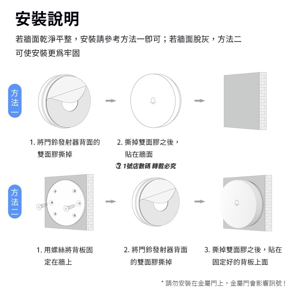 小米有品 領普 linptech 自發電 無線 門鈴 電鈴 智能 適用 米家APP-細節圖10