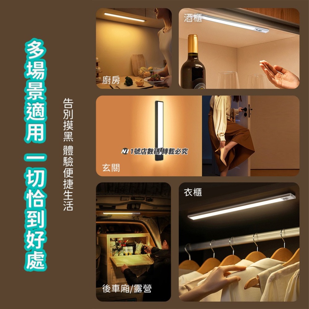 哥特斯 人體 LED 感應燈 衣櫃燈 小夜燈 磁吸燈 廚房燈 櫥櫃燈 衛浴燈 輕薄 充電式 三種尺寸 三種色溫-細節圖6