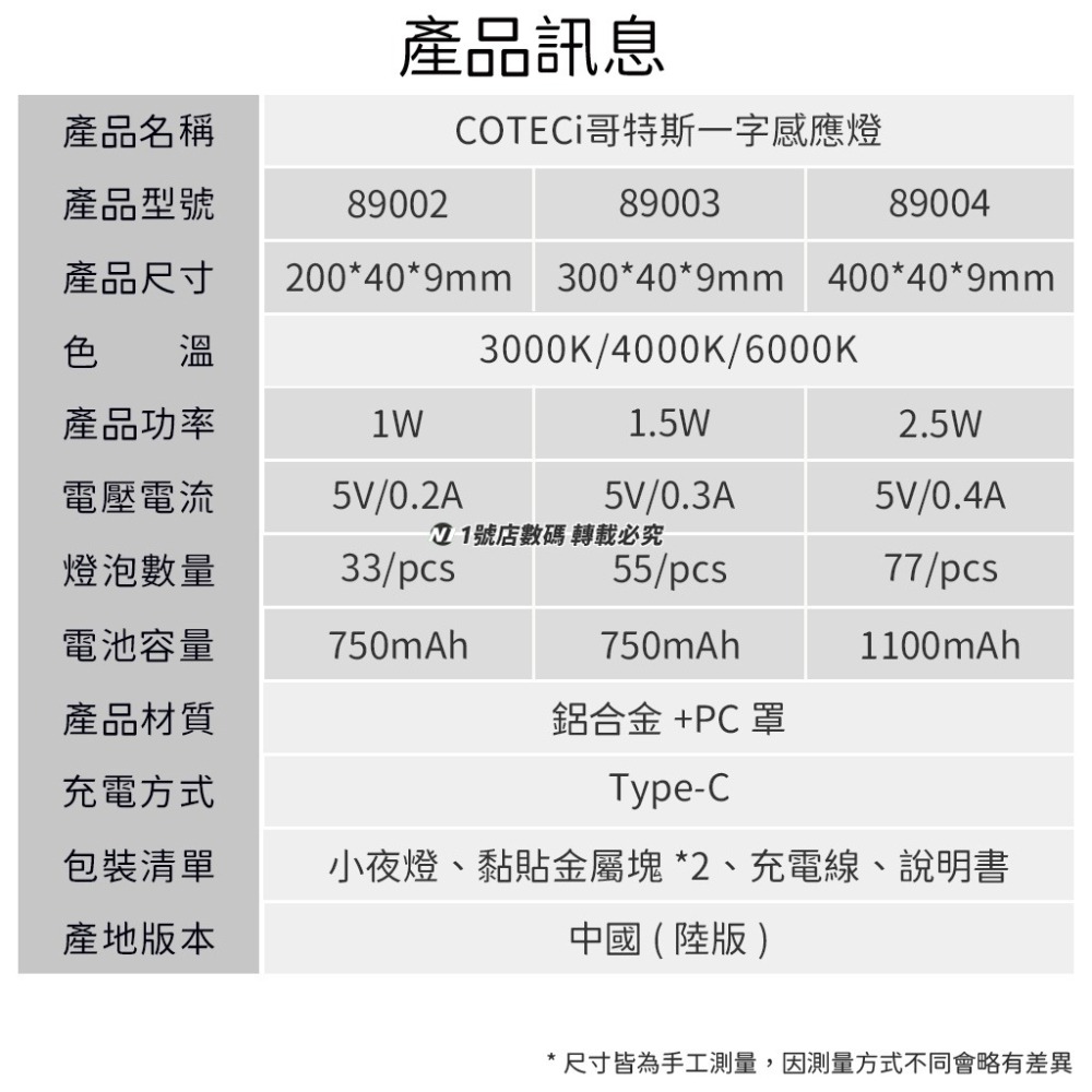 哥特斯 人體 LED 感應燈 衣櫃燈 小夜燈 磁吸燈 廚房燈 櫥櫃燈 衛浴燈 輕薄 充電式 三種尺寸 三種色溫-細節圖11