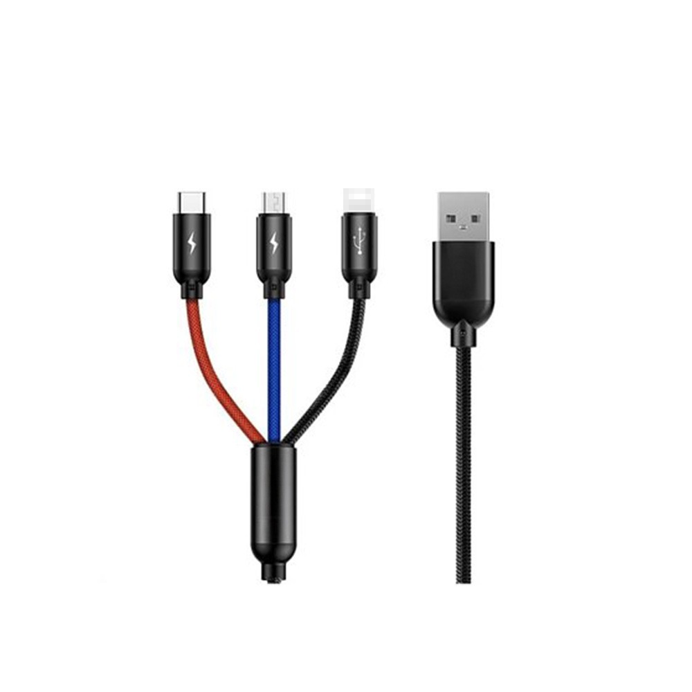 小米有品 三原色 一拖三 三合一 充電線 micro USB type-c 適用 iphone-細節圖2