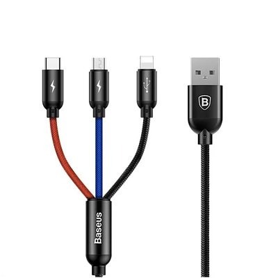 小米有品 倍思 三原色 一拖三 三合一 充電線 micro USB type-c 適用 iphone-細節圖2