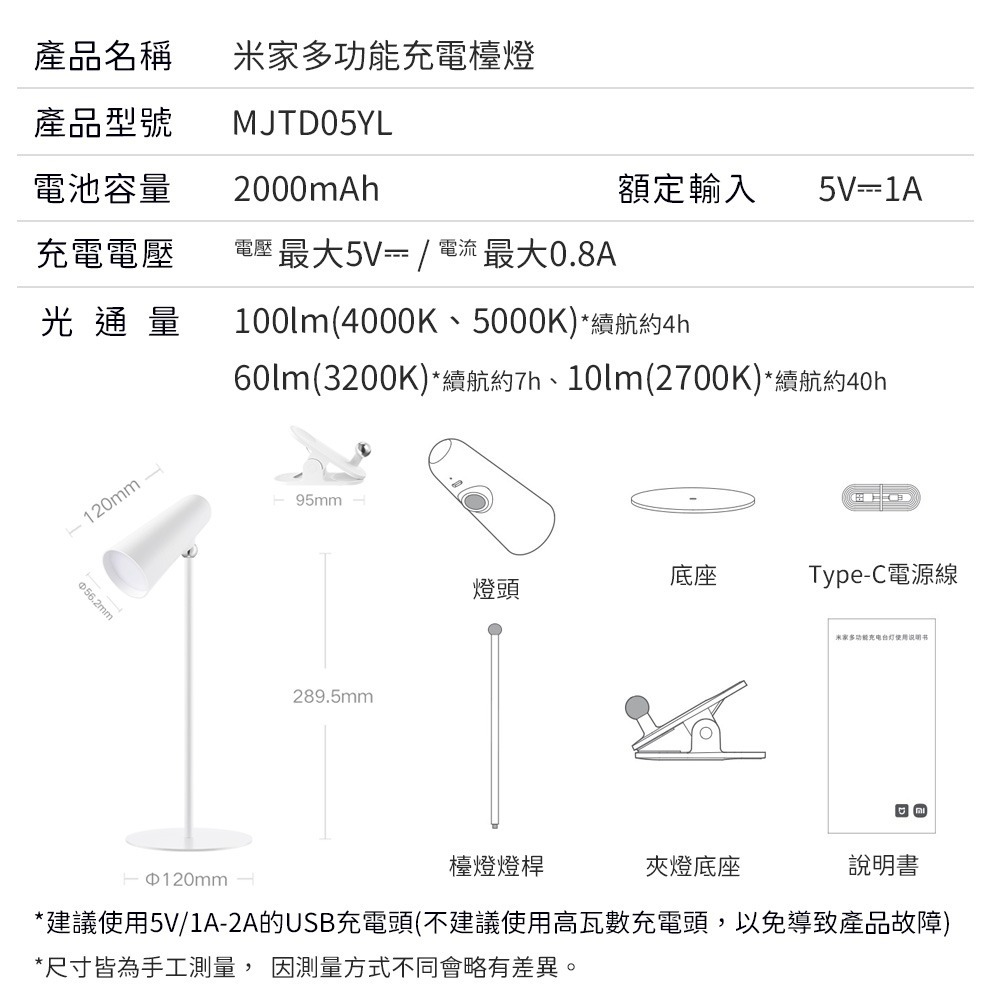 小米 米家 多功能 充電 檯燈 立燈 桌燈 手電筒 夾燈 LED 充電檯燈 多用途 閱讀燈 充電式-細節圖11