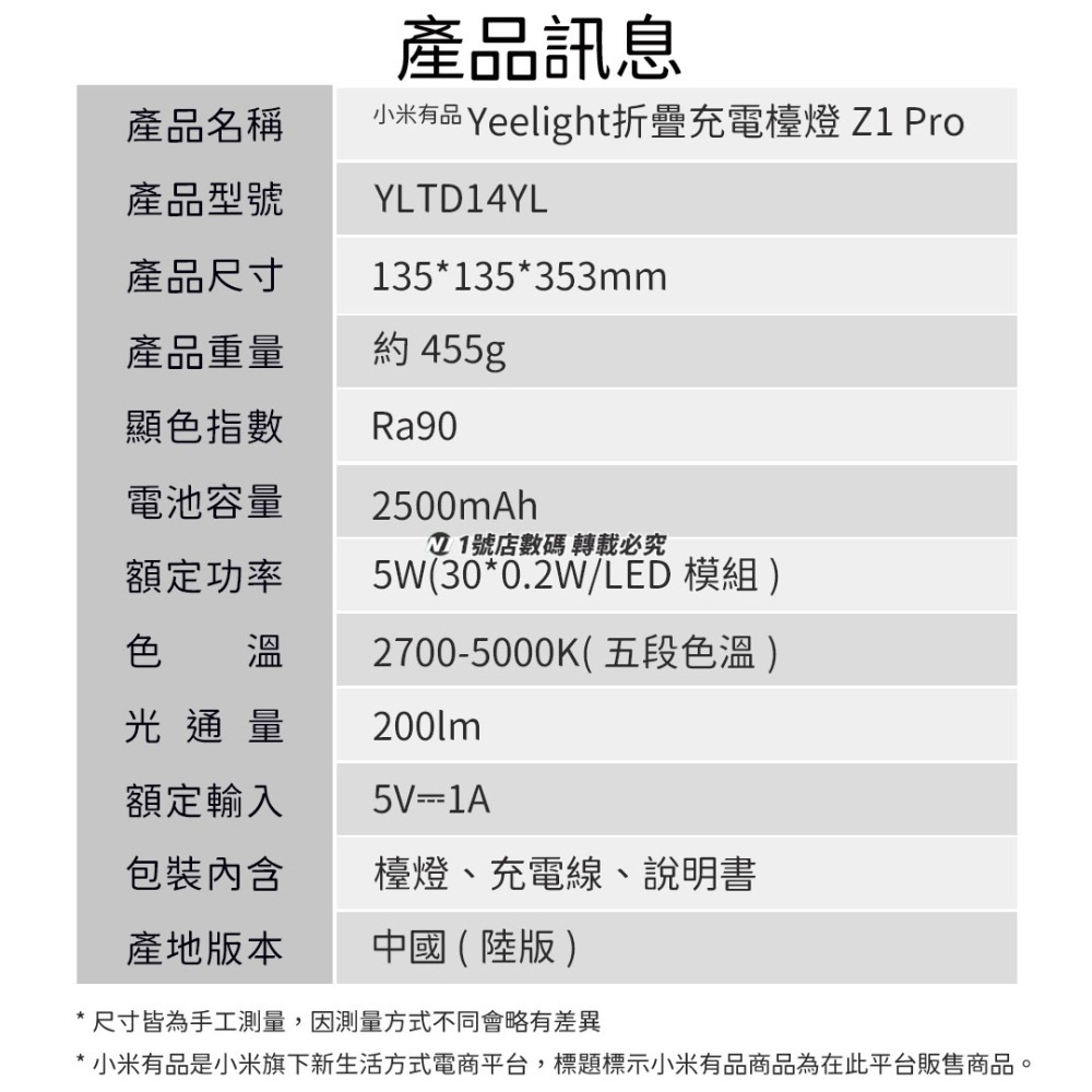 小米有品 Yeelight 桌面 LED燈 檯燈 護眼燈 摺疊 摺疊燈 充電式 Z1 PRO-細節圖11