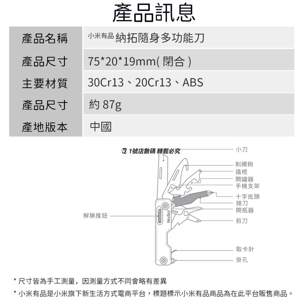 小米有品 納拓 隨身 多功能 刀 工具 開瓶器 開罐器 剪刀 手機支架 翹棍 取卡針 便攜 露營 隨身刀 割繩刀 銼刀-細節圖10