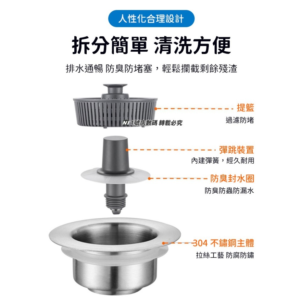 水槽密封 過濾器 水槽 漏水塞 堵水器 排水器 水槽過濾網 排水孔 洗碗槽 按壓彈跳芯 水槽塞-細節圖5