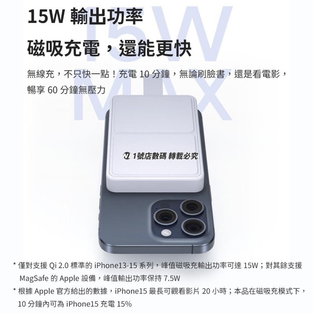 小米 充電寶 磁吸 充電寶2 行動電源 磁吸充電 15W 6000mAh 移動電源-細節圖5