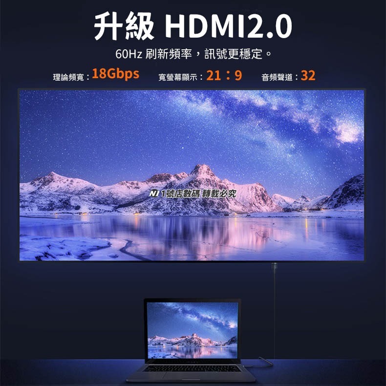 小米有品 倍思 卡福樂 4K HDMI 轉換線 高清 HDMI2.0 影音 視聽-細節圖3