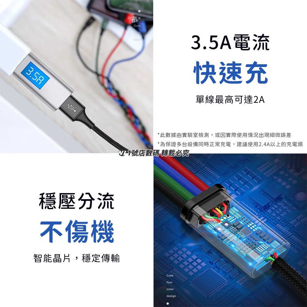 小米有品 極速 一拖四 數據線 充電線 Micro Lightning Type-c 適用 IP14 15-細節圖7