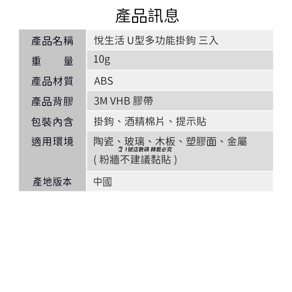 小米有品 悅生活 U型 多功能 掛鉤 掛勾 掛鈎 3入裝 三入 u型掛鉤 皮帶 帽子 廚房-細節圖8