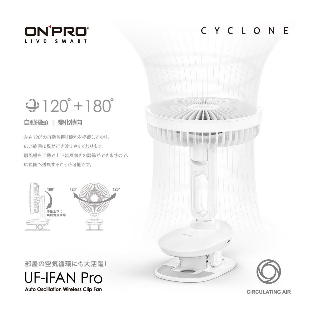 ONPRO 二代小夜燈觸控涼風扇 UF-IFAN Pro 充電 涼風扇 夾式 桌面 風扇 嬰兒車 娃娃車 夜燈 小風扇-細節圖3