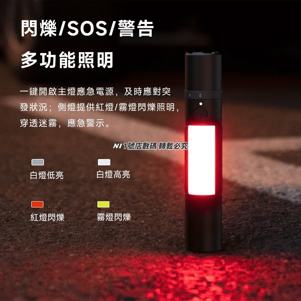 小米 米家 多功能 手電筒 調焦 警報器 警示燈 側燈 照明 安全錘 露營 逃生 破窗器 高流明 遠射 割安全帶-細節圖5