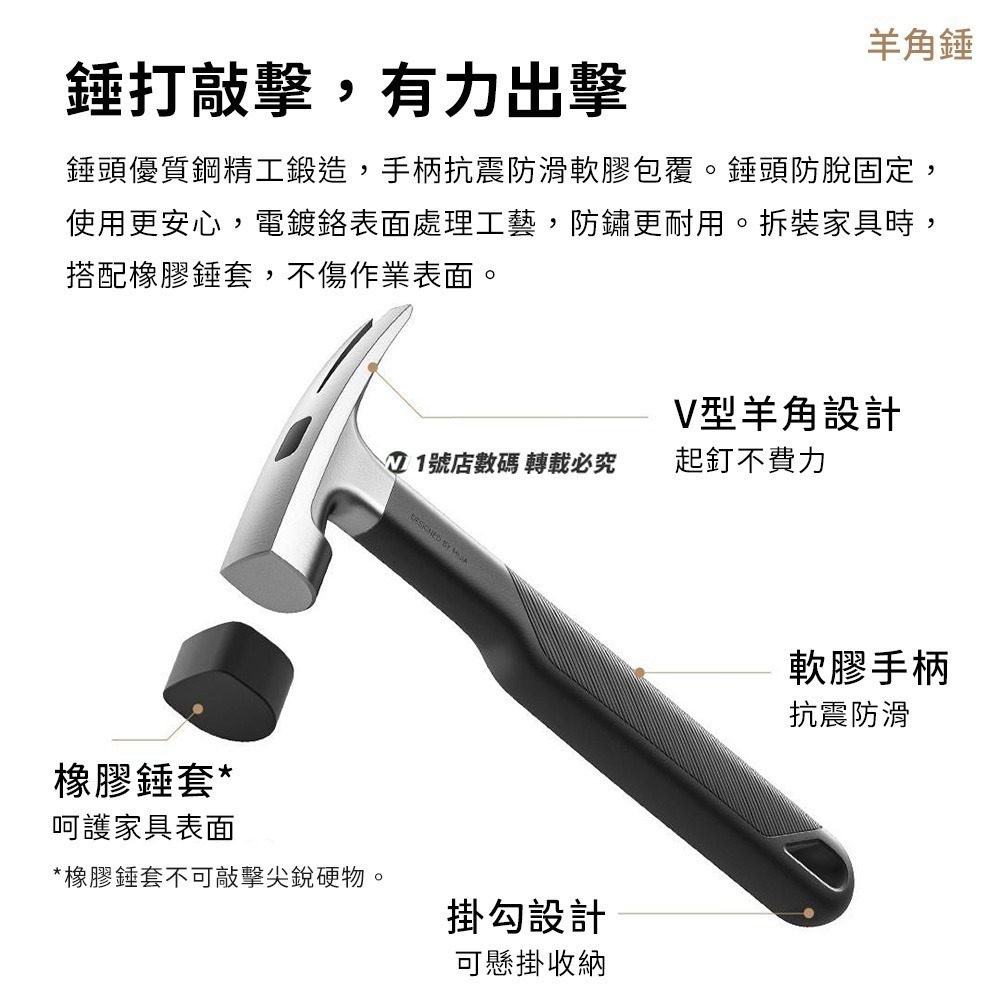 小米 米家工具箱 工具組 鐵錘 尖嘴鉗 螺絲刀 活動板手 捲尺 安全刀 美工刀 延長桿 羊角錘 家用 公司 必備-細節圖7