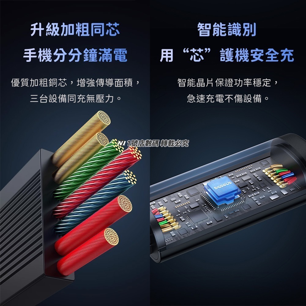 小米有品 倍思 酷睿隨意拉伸快充充電線 Type-C 100W 一拖三 充電線 伸縮線 Lightning Micro-細節圖9