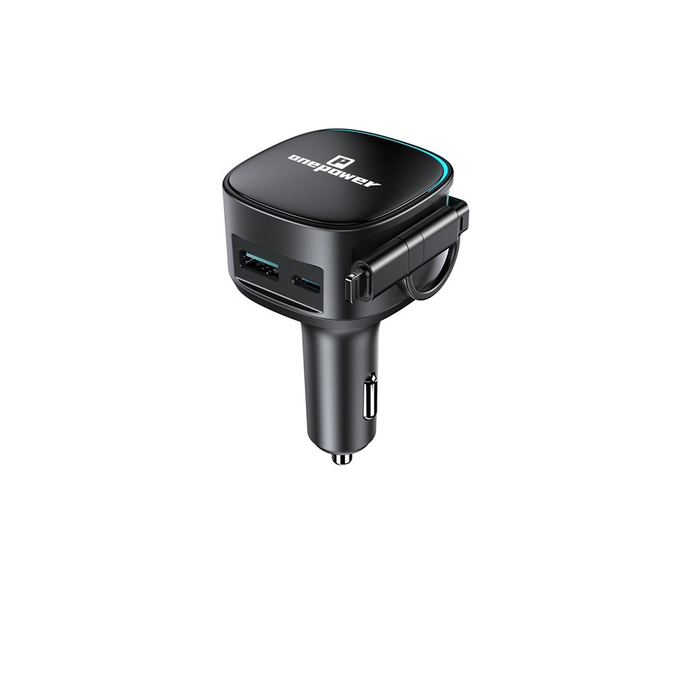 60W 三合一伸縮車載充電器 1A1C 伸縮充電線 PD 一拖二 Type-c 充電頭 車充 汽車 快充 車用-規格圖7