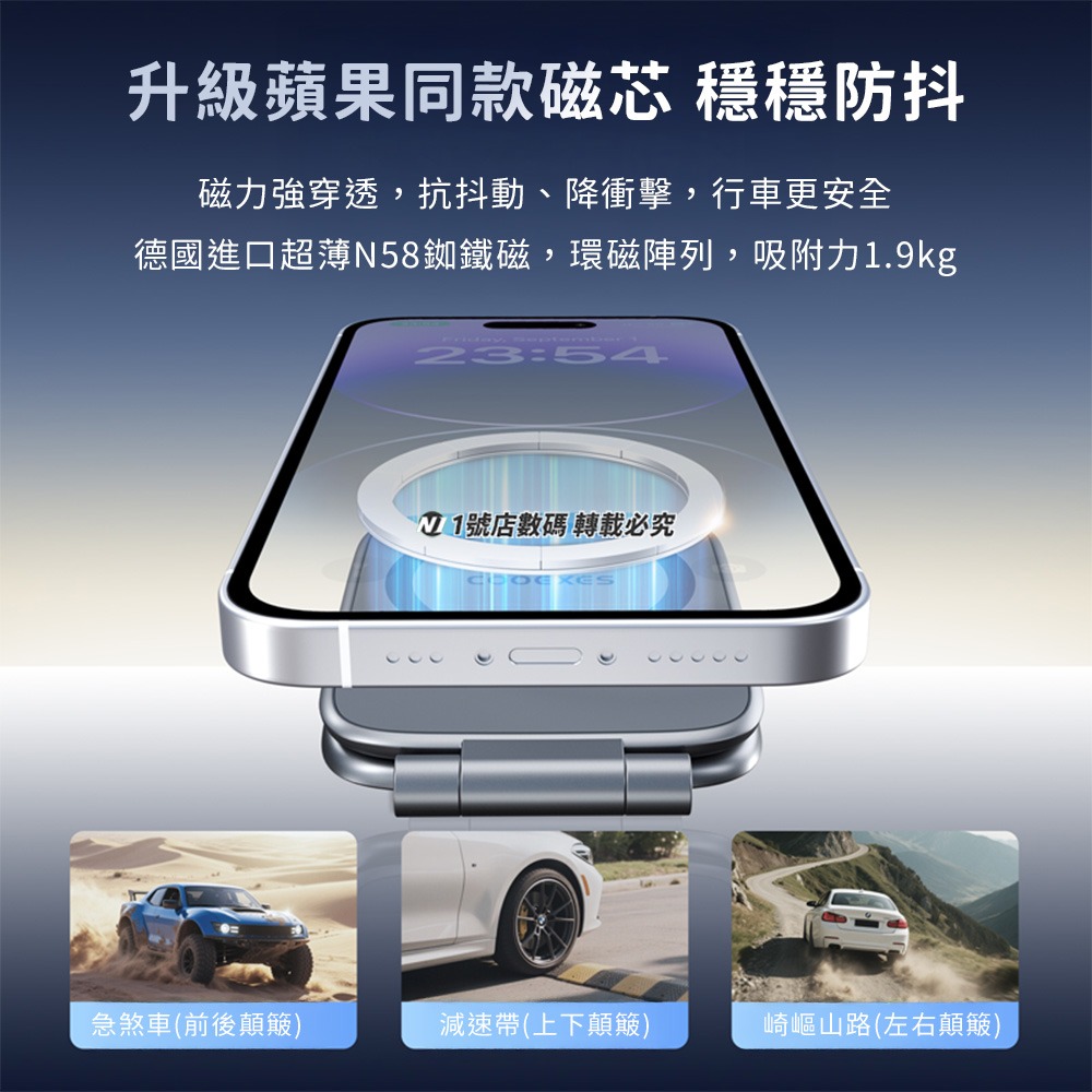 Magsafe摺疊磁吸車載支架 磁吸桌面手機支架 車載手機架 車用手機支架 儀錶板手機架 中控台車架 磁吸手機架-細節圖7