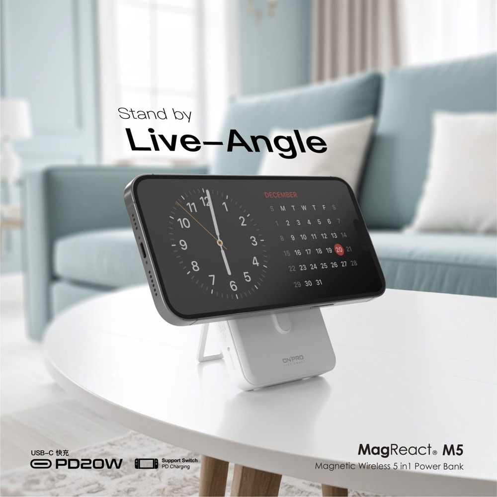 ONPRO MagReact M5 5合1 磁吸無線急速行動電源 自帶線 無線充 磁吸行動電源-細節圖5