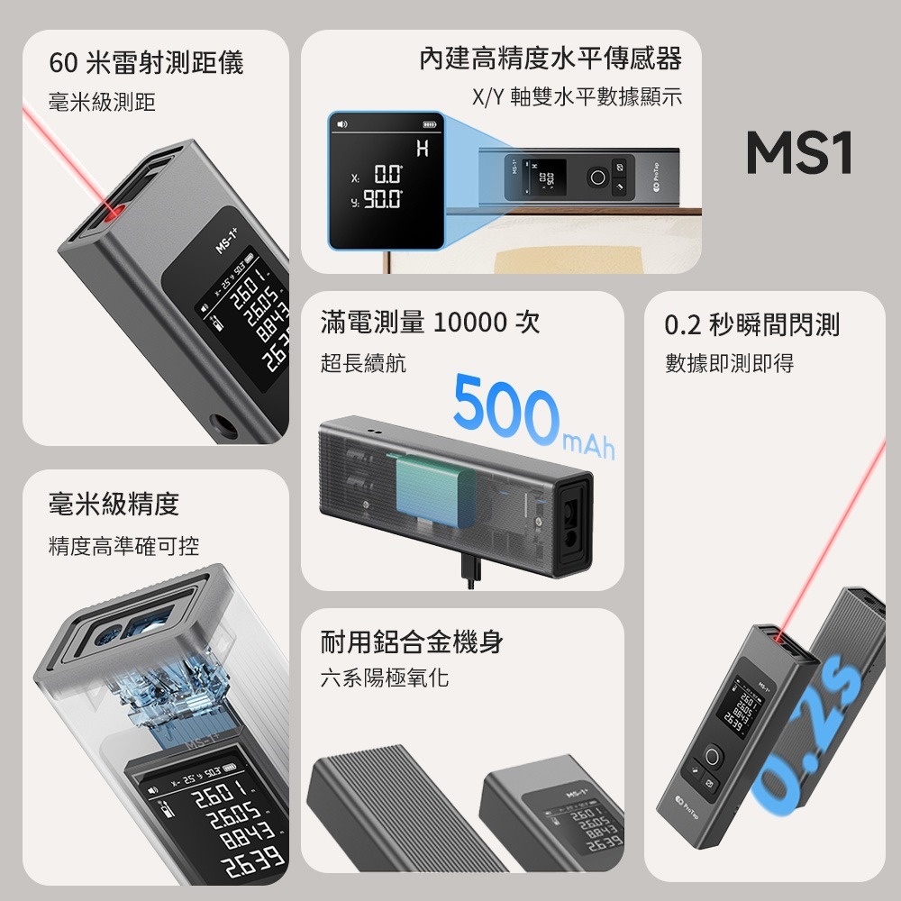 小米有品 PROTAP 雷射測距儀 MS1 雷射測量 紅外線 雷射測距 測量儀 雷射投線 激光尺 雷射尺  電子尺-細節圖3