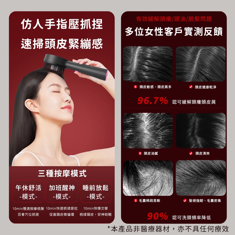 小米有品 ProTap 多功能紅光按摩梳 SPA按摩梳 頭皮指壓 按摩器 頭皮SPA 紓壓 按摩梳 紅光頭皮護理梳-細節圖7