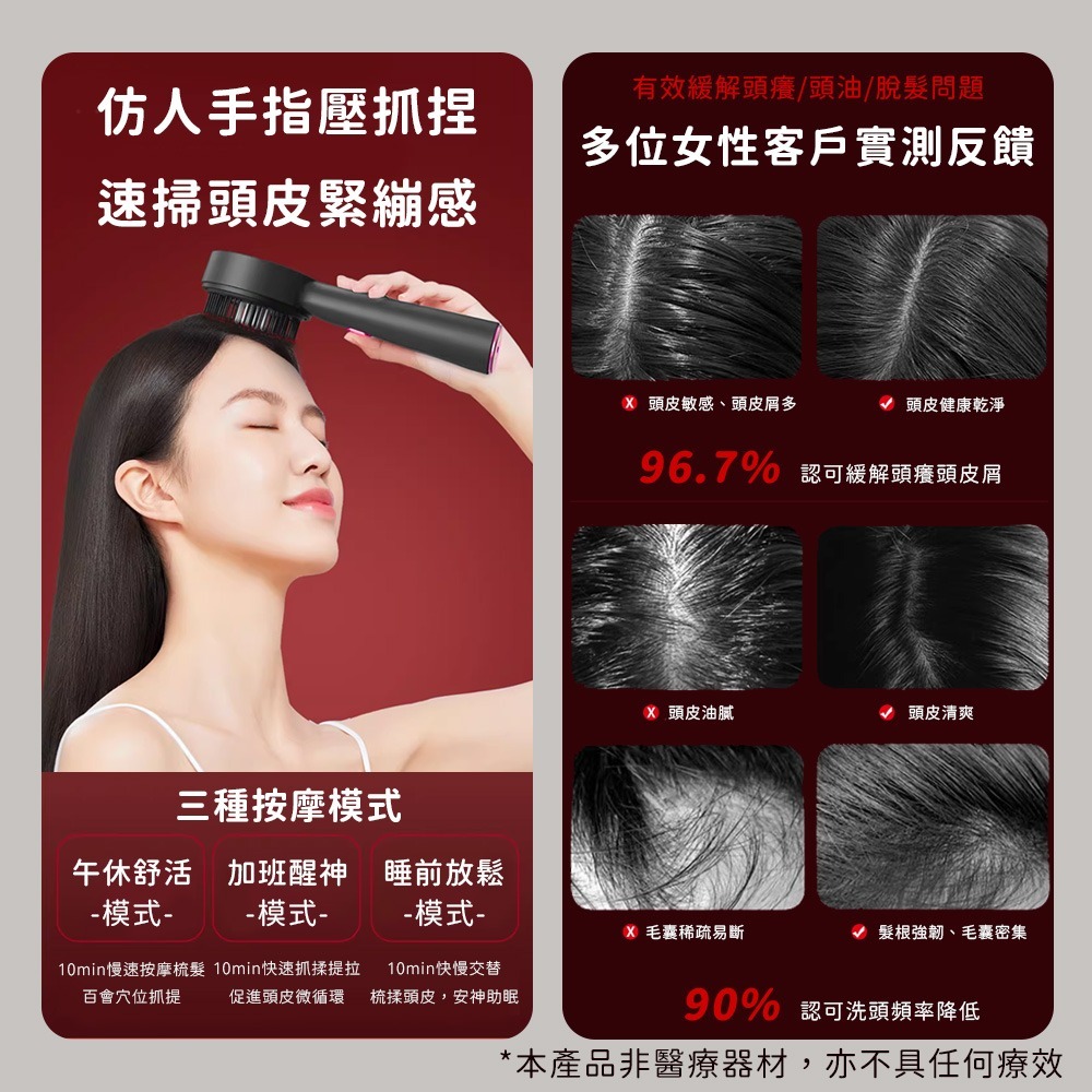 小米有品 ProTap 多功能紅光按摩梳 SPA按摩梳 頭皮指壓 按摩器 頭皮SPA 紓壓 按摩梳 紅光頭皮護理梳-細節圖7