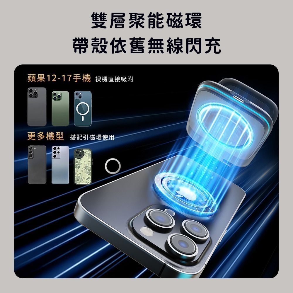 15W 磁吸無線充電手機支架 無線充 隨身摺疊手機支架 磁吸手機架 適用iPhone15/16/17-細節圖5