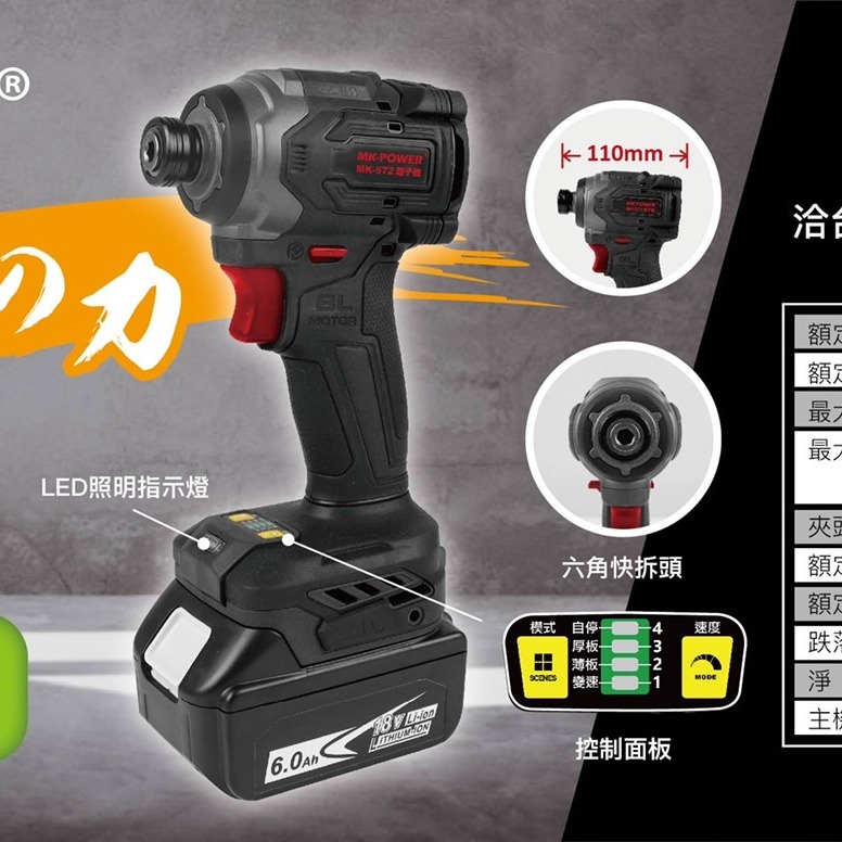 mk 572  18v沖擊起子機 適用牧田電池-細節圖2