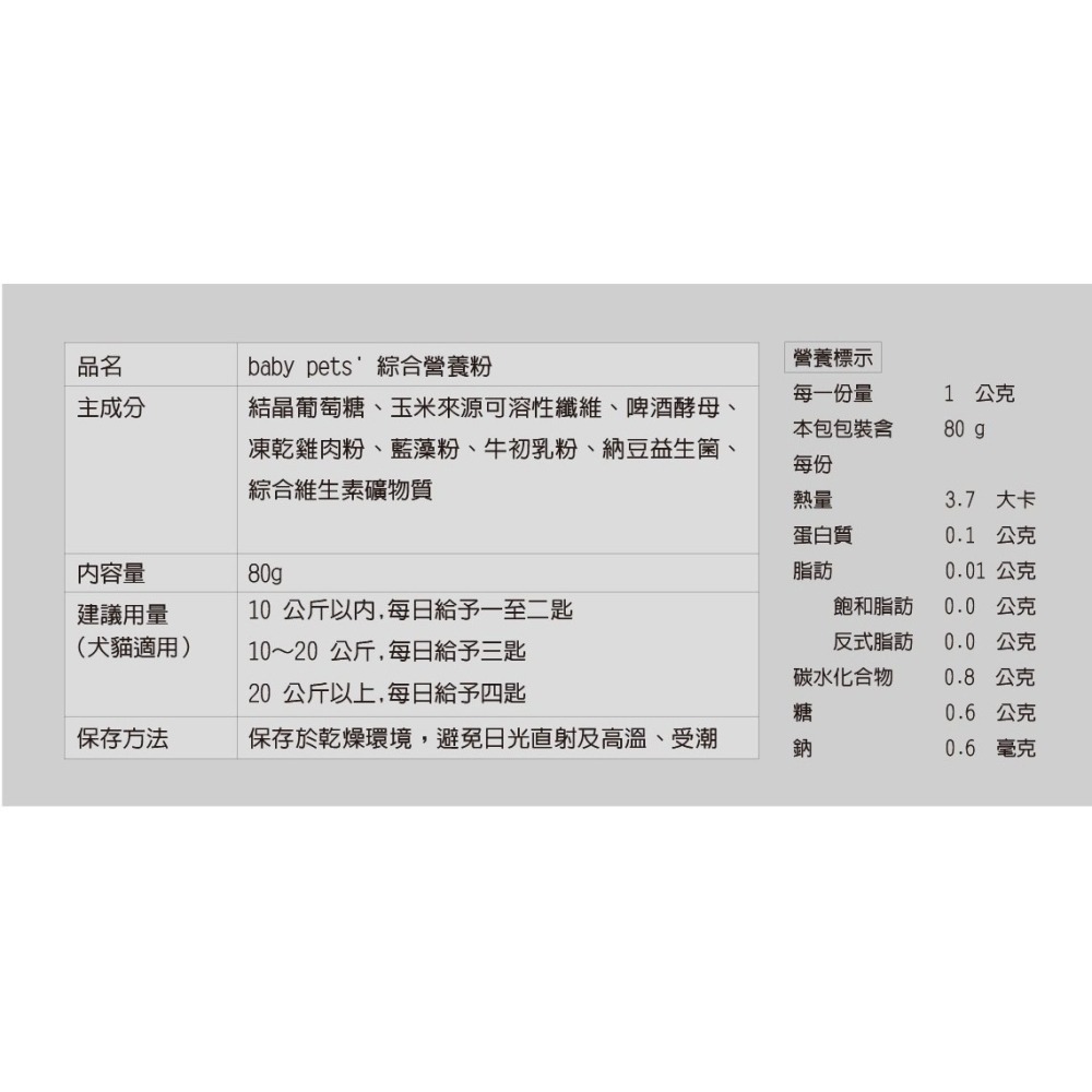 【毛孩寶PetPro】犬貓適用 | baby pet＇s綜合營養粉-幼犬貓、高齡犬貓及術後補充飼料不足的營養素-細節圖11