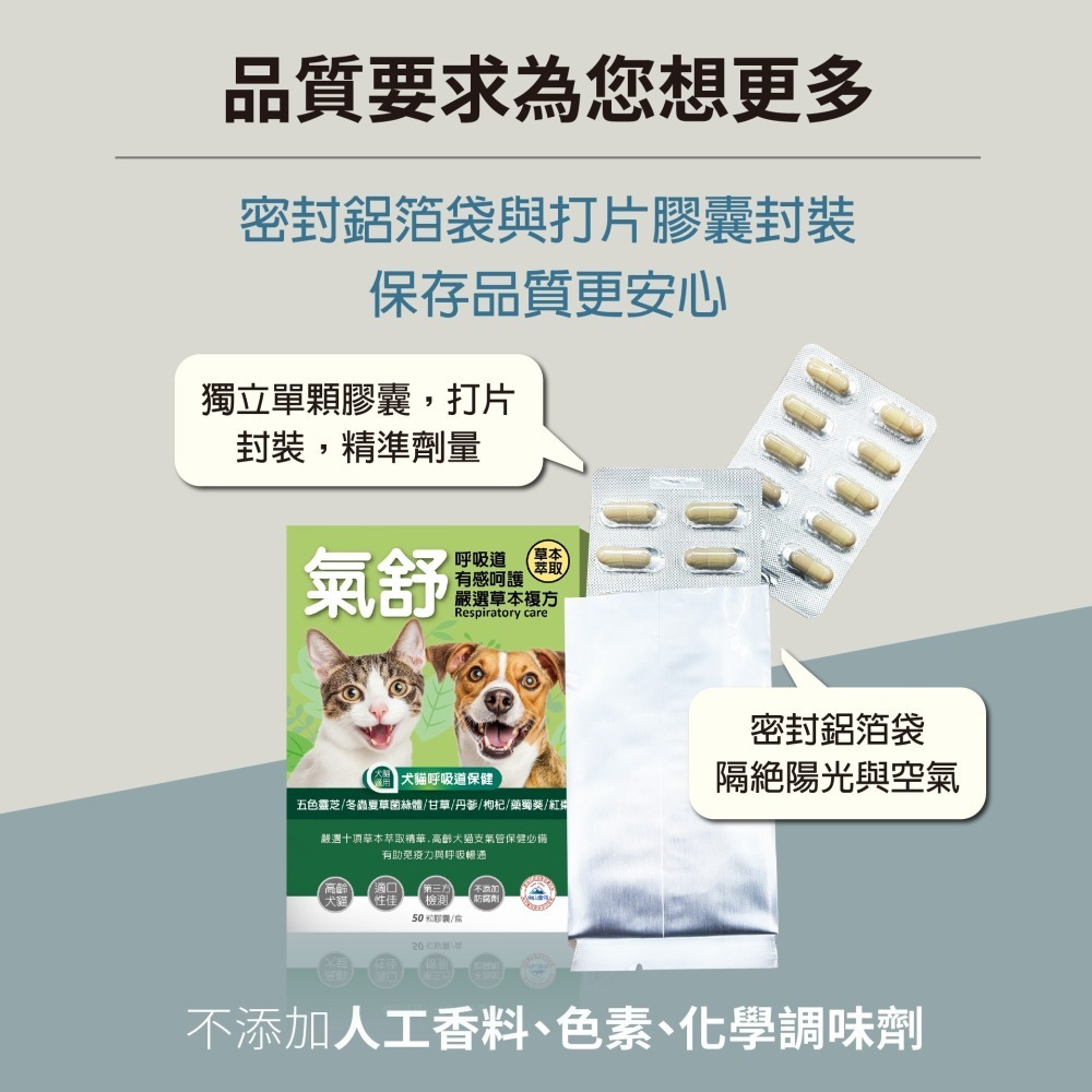 【毛孩寶PetPro】犬貓適用 | 氣舒呼吸道保健膠囊-十種草本萃取精華溫和有感照護 / 50粒裝(盒)-細節圖10