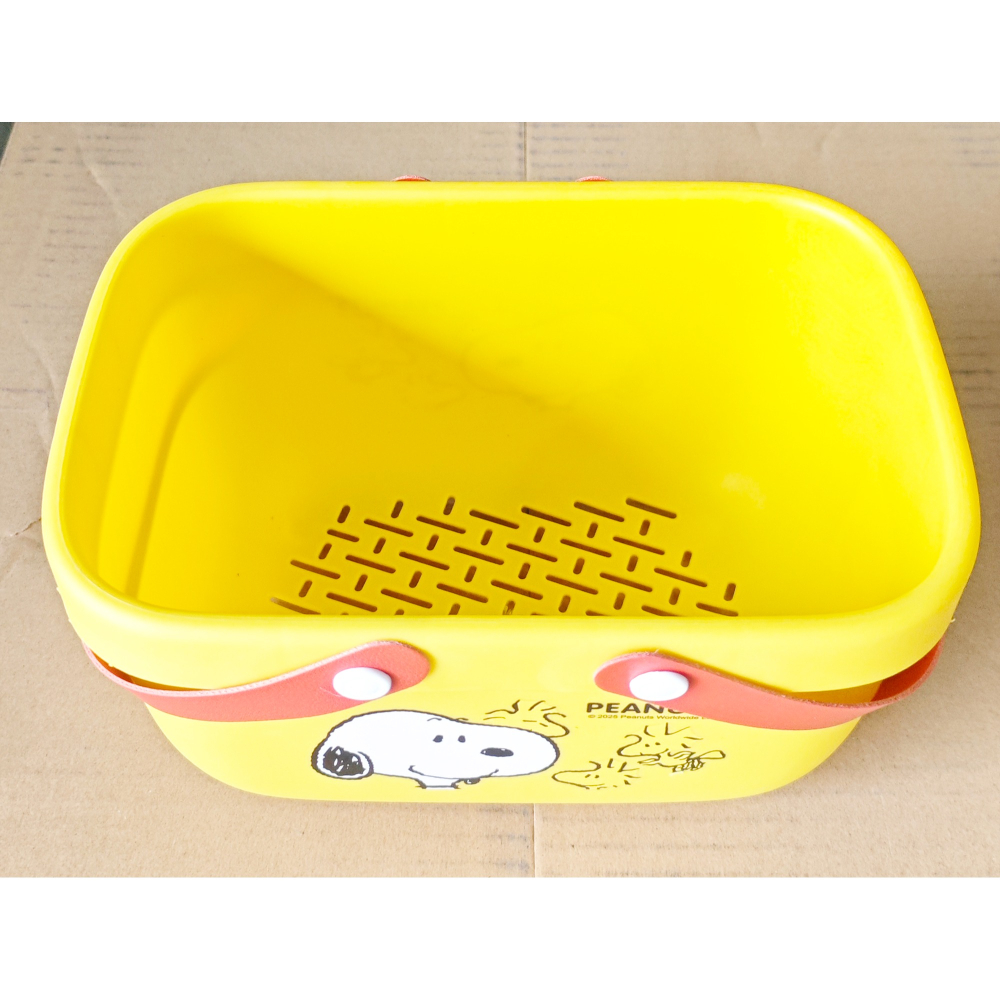 Snoopy 史努比 塑膠手提收納籃 (白/黃)-細節圖2