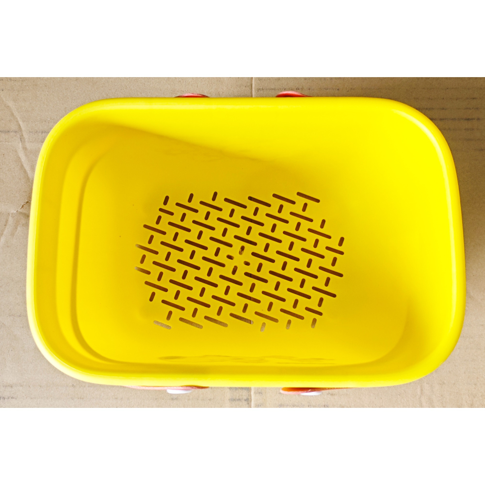 Snoopy 史努比 塑膠手提收納籃 (白/黃)-細節圖3