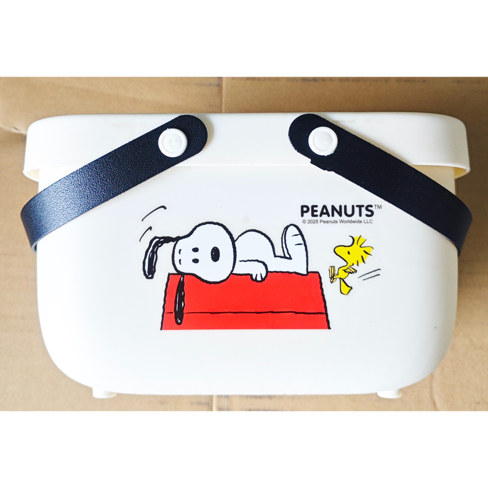 Snoopy 史努比 塑膠手提收納籃 (白/黃)-細節圖4