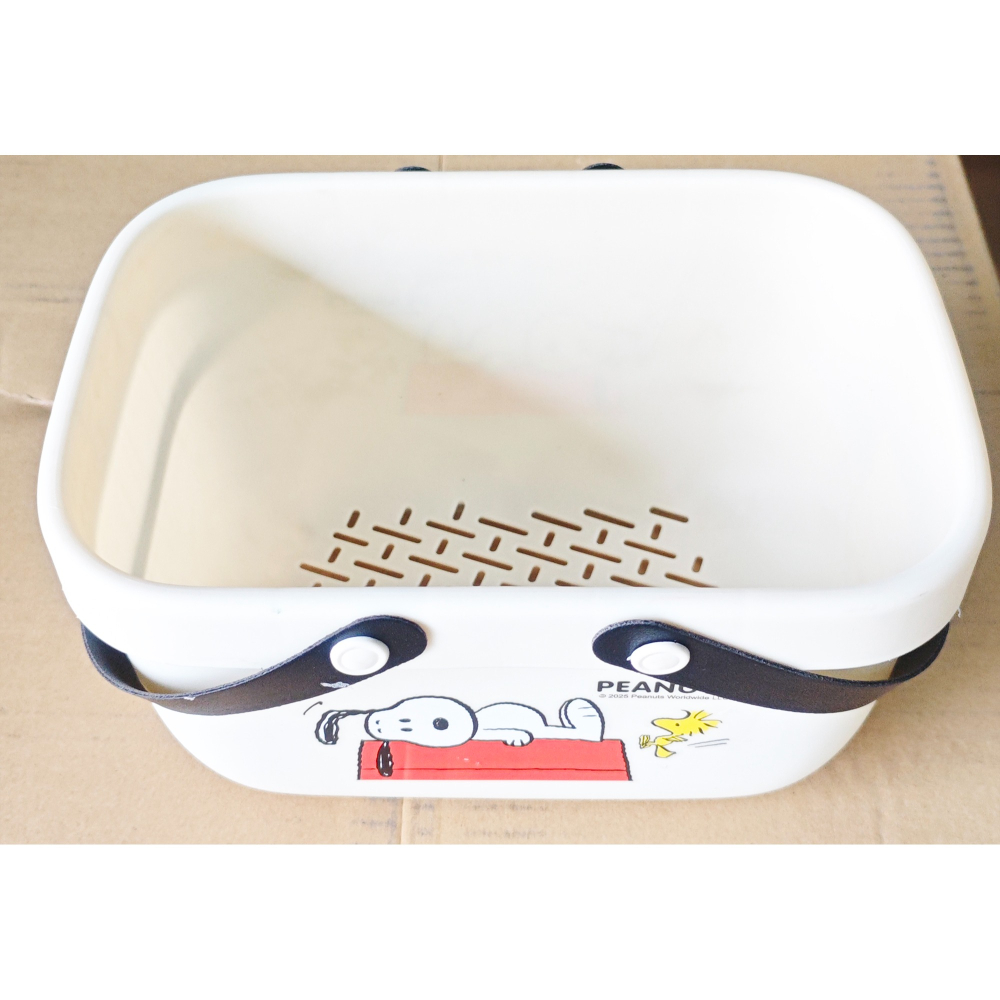 Snoopy 史努比 塑膠手提收納籃 (白/黃)-細節圖5