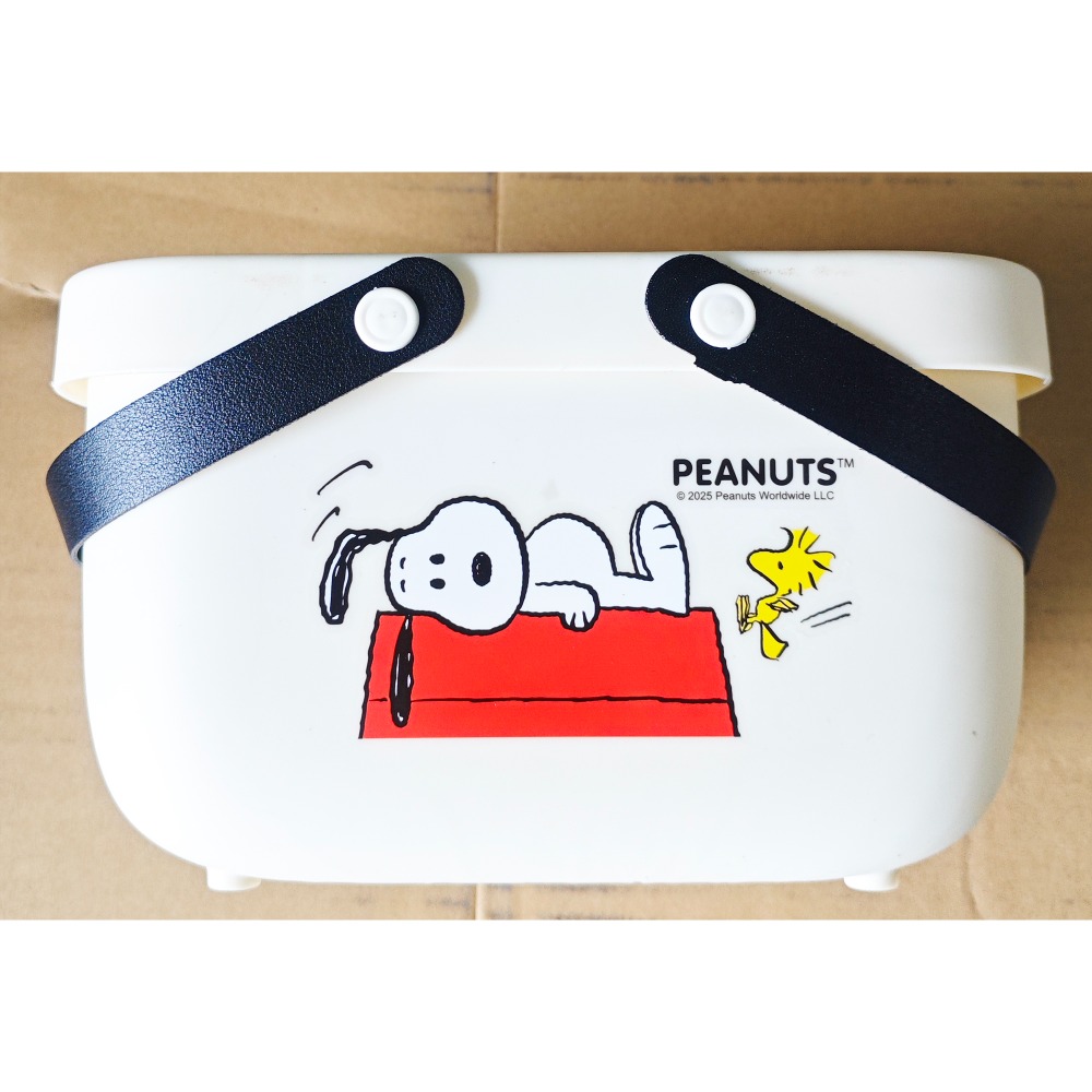 Snoopy 史努比 塑膠手提收納籃 (白/黃)-規格圖6
