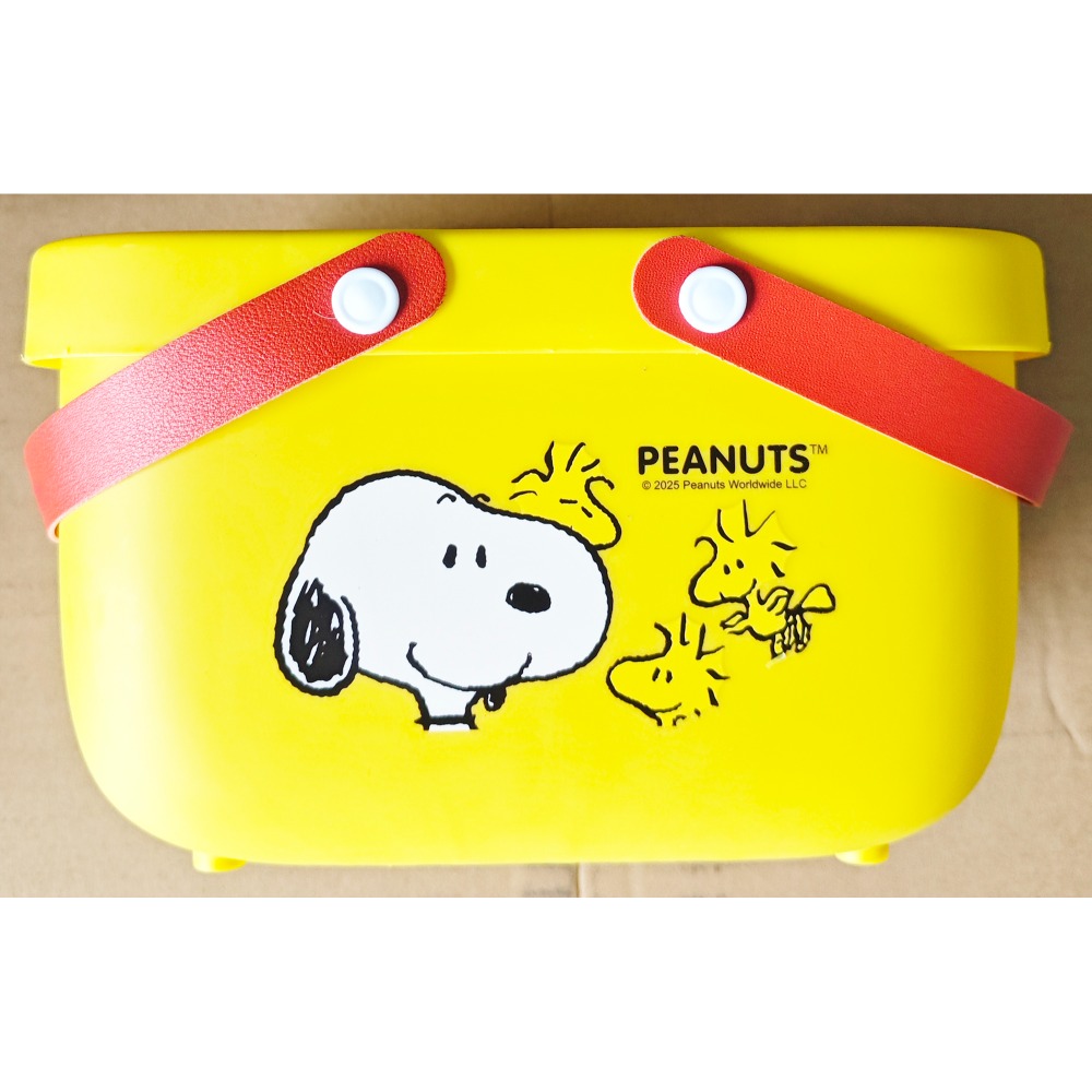 Snoopy 史努比 塑膠手提收納籃 (白/黃)-規格圖6